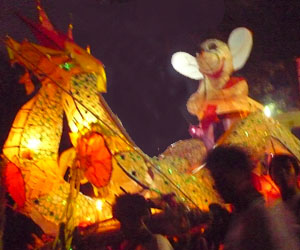 Big Brother Mouse float at Luang Prabang's Fire Boat festival