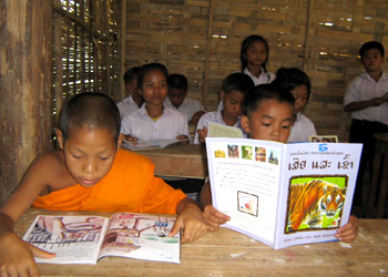 evaluating reading levels in a Lao school