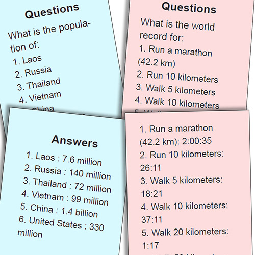 Questions and answers for The Estimation Game