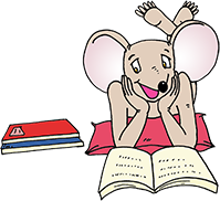 Cartoon logo of Big Brother Mouse, which publishes books and runs schools in Laos