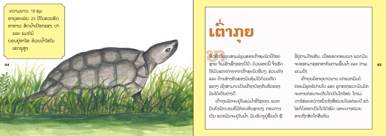 sample pages from Animals of Laos, published in Laos by Big Brother Mouse
