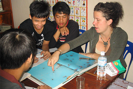 Visitor and teens